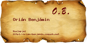 Orián Benjámin névjegykártya